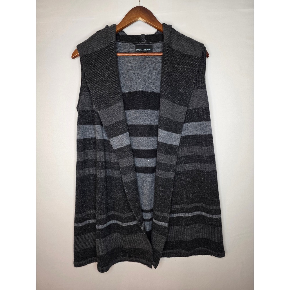 Cynthia Rowley Striped Hooded Sleeveless Cardigan Sweater Women's Size S‎